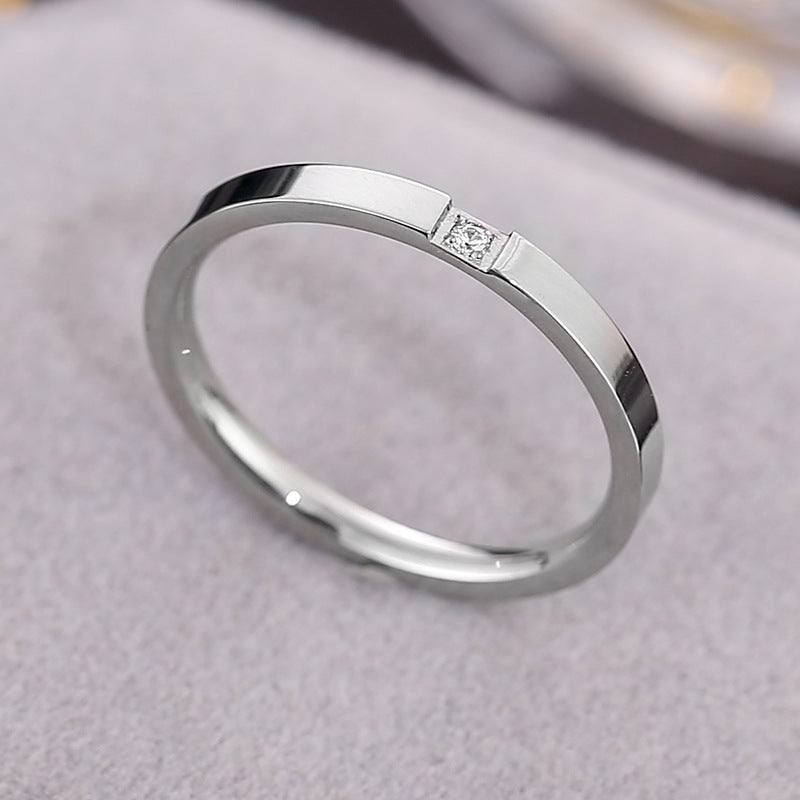 Wholesale Titanium Steel One Diamond Rose Gold Ring