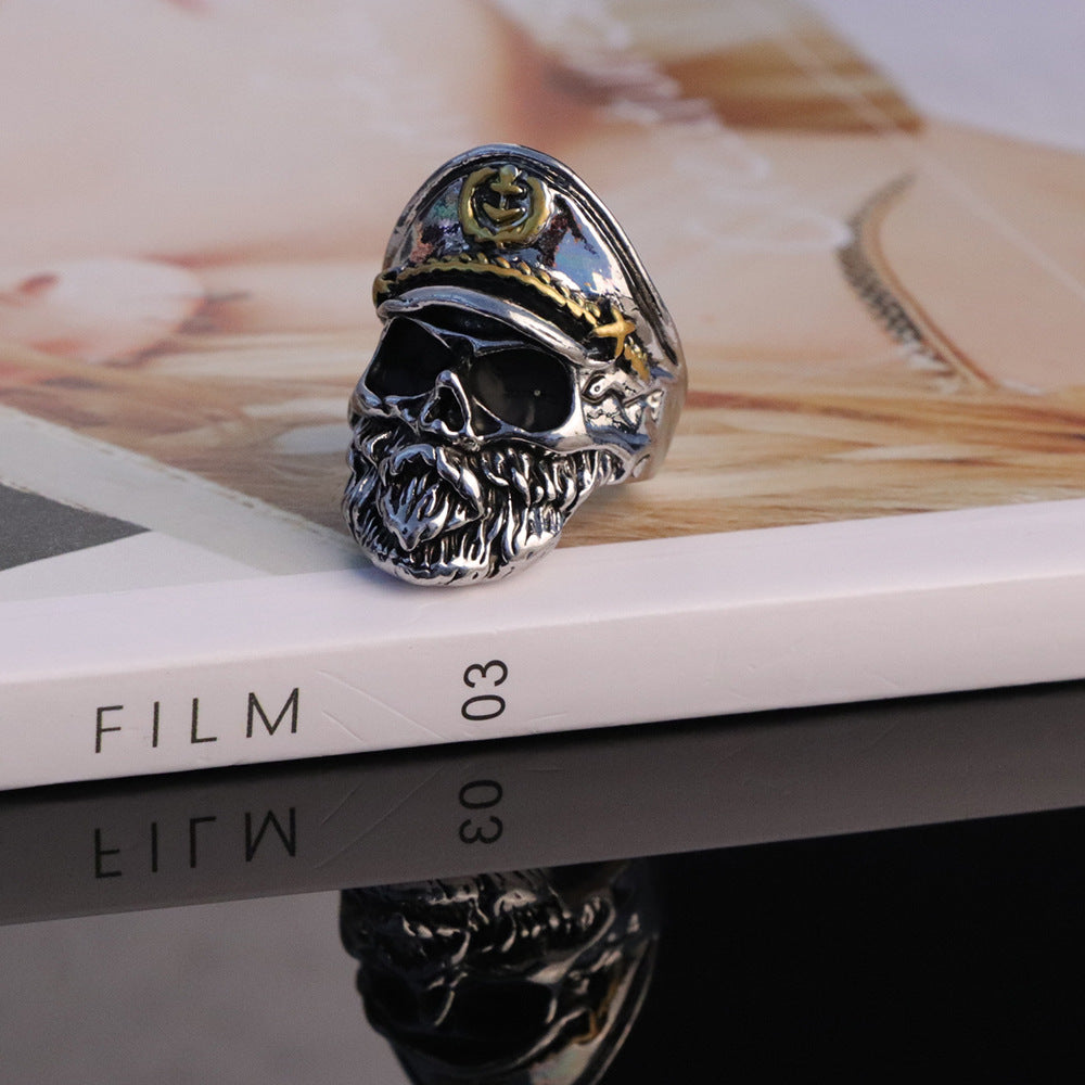 Wholesale Skull Navy Captain Alloy Mens Rings