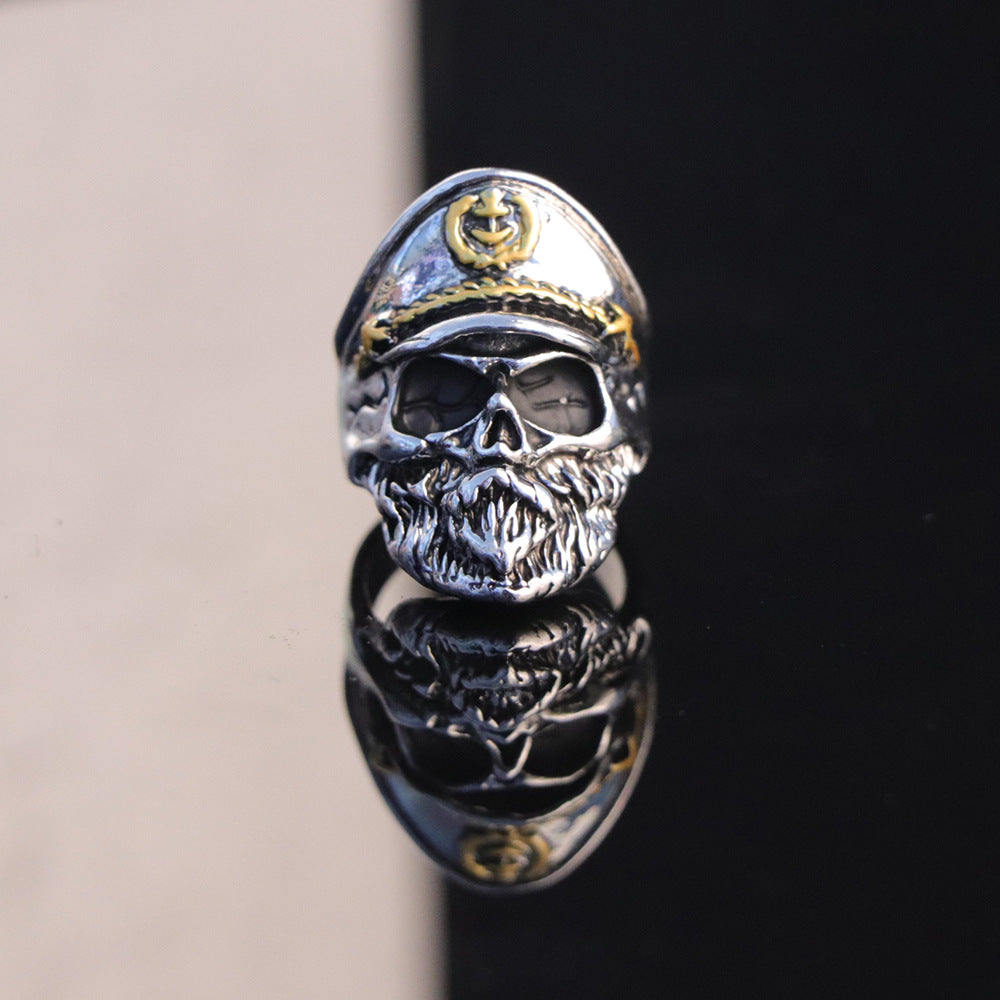 Wholesale Skull Navy Captain Alloy Mens Rings
