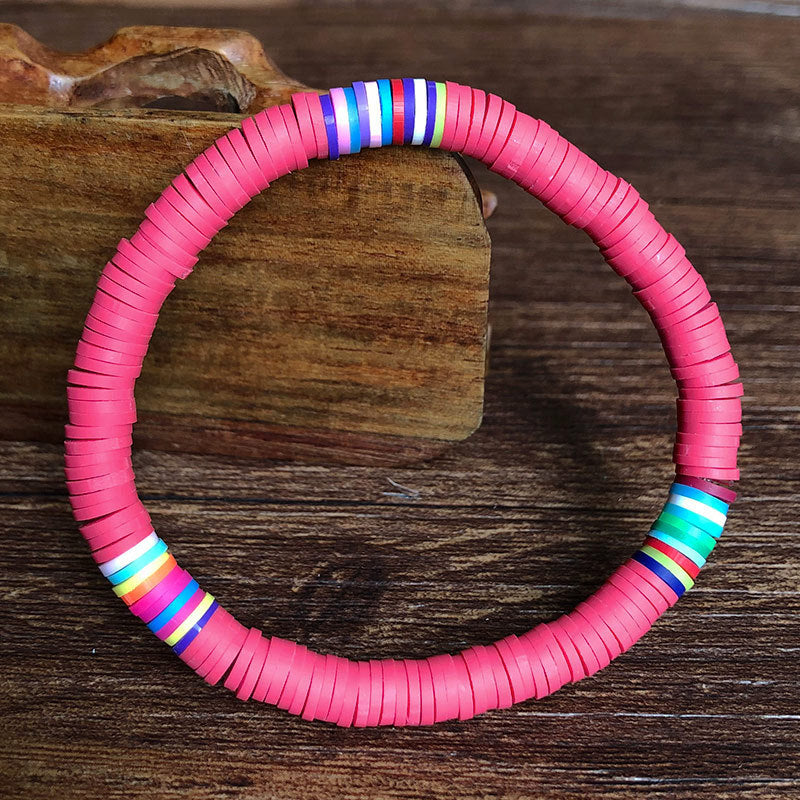 Wholesale Colorful Soft Pottery Elastic Cord Bracelet