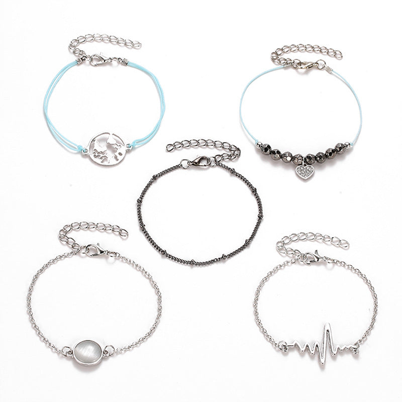 Wholesale Tassel Alphabet Beaded Turtle Woven Alloy Bracelet