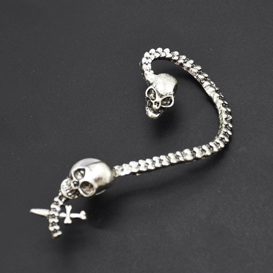 Wholesale Exaggerated Snake-shaped Skull Sword Alloy Ear Hooks