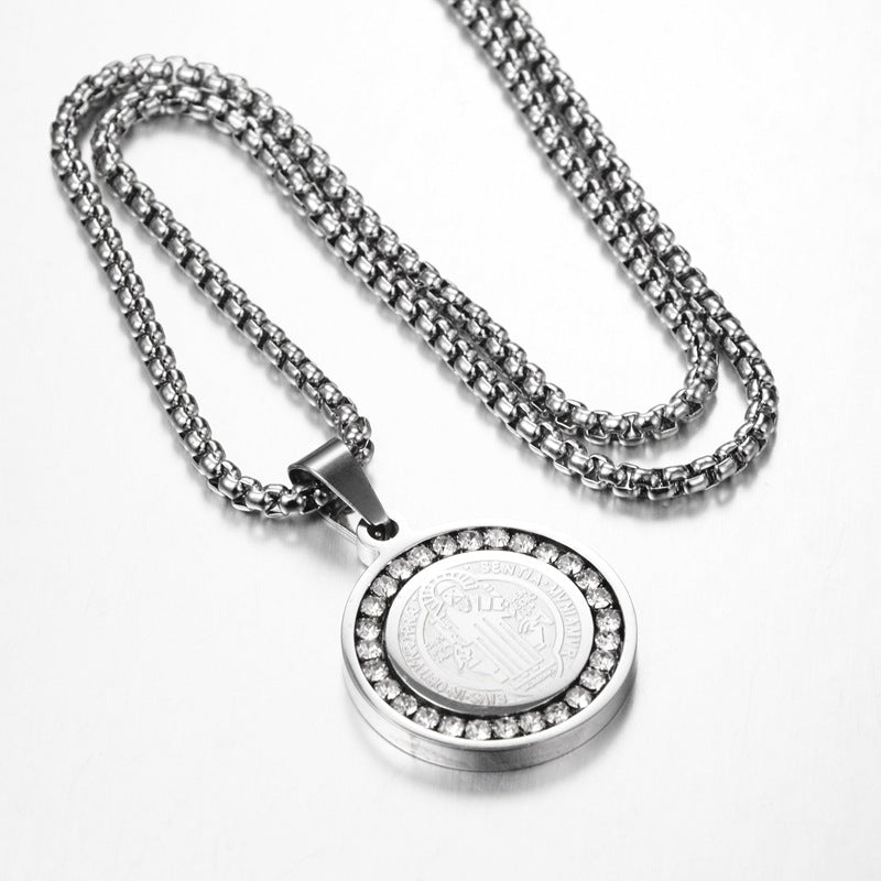 Wholesale Chic Titanium Steel God Disc Necklace Pendant Gold Totem Unisex Boutique Resale Jewelry Accessory