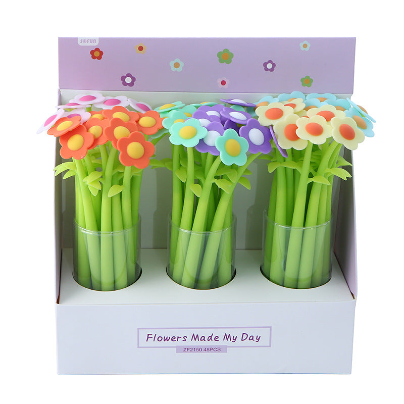 Wholesale Silicone Flower Ballpoint Pen 48pcs A Box
