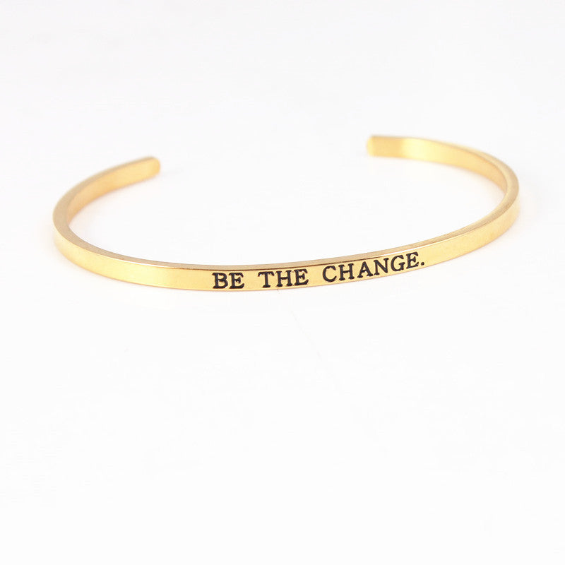 Wholesale Golden Titanium Steel Opening C-shaped Lettering Stainless Steel Couple Bracelet