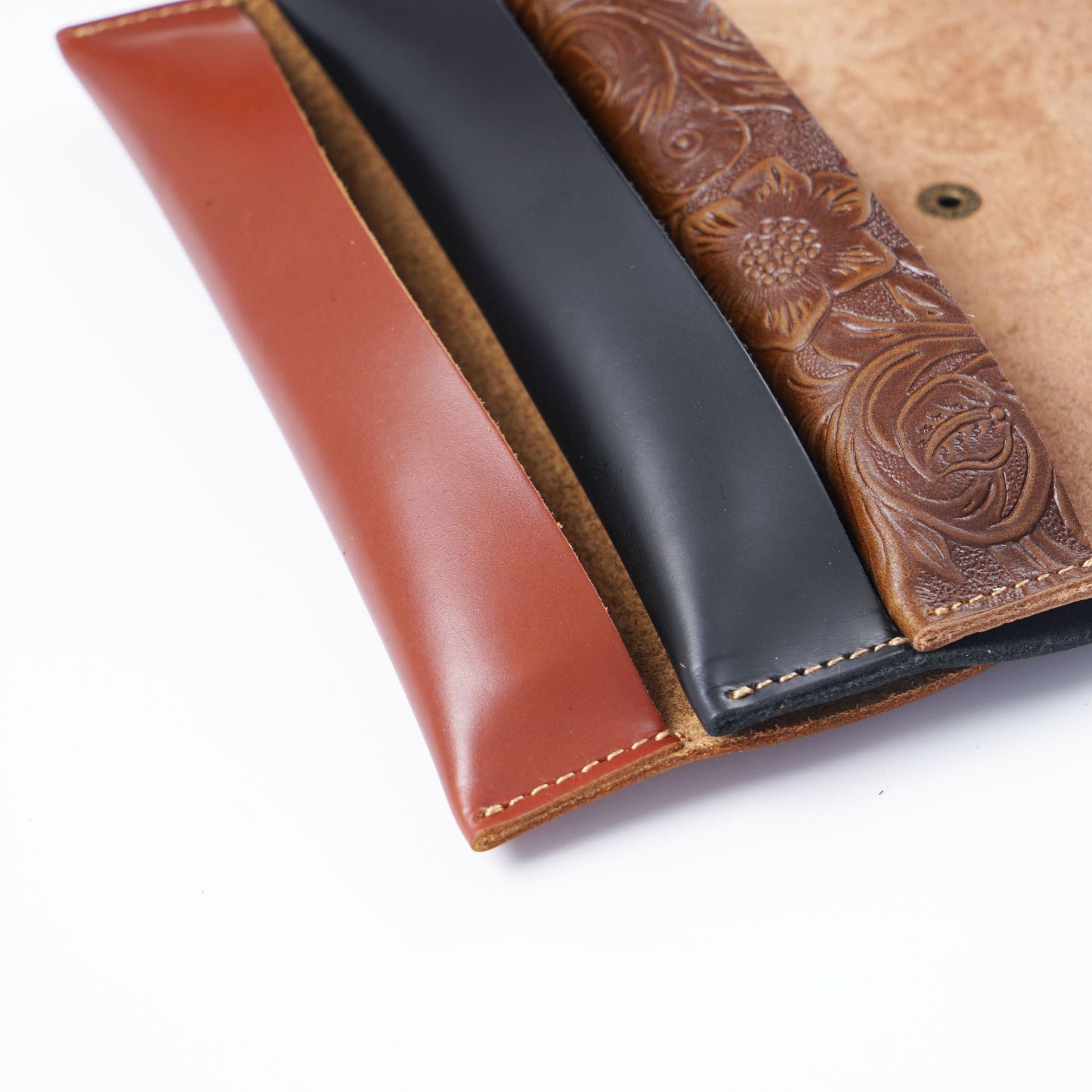 Wholesale Literary retro leather roller shutter fountain pen cowhide pencil case