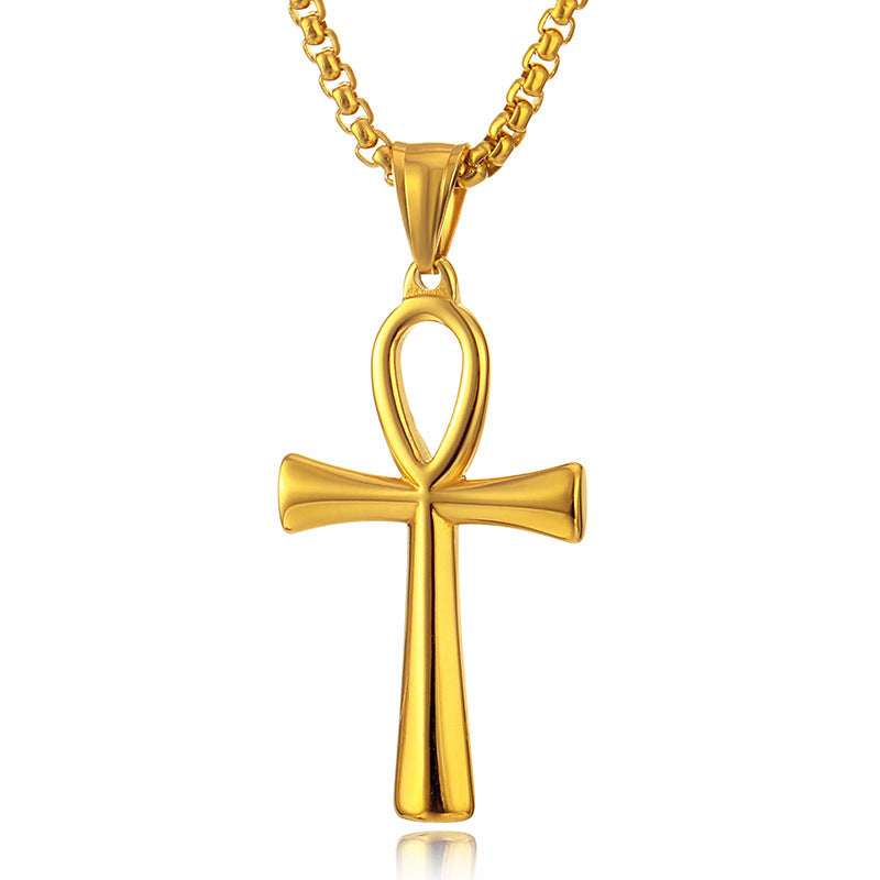 Wholesale Smooth Egyptian Ankh Cross Pendant Men' s Necklace