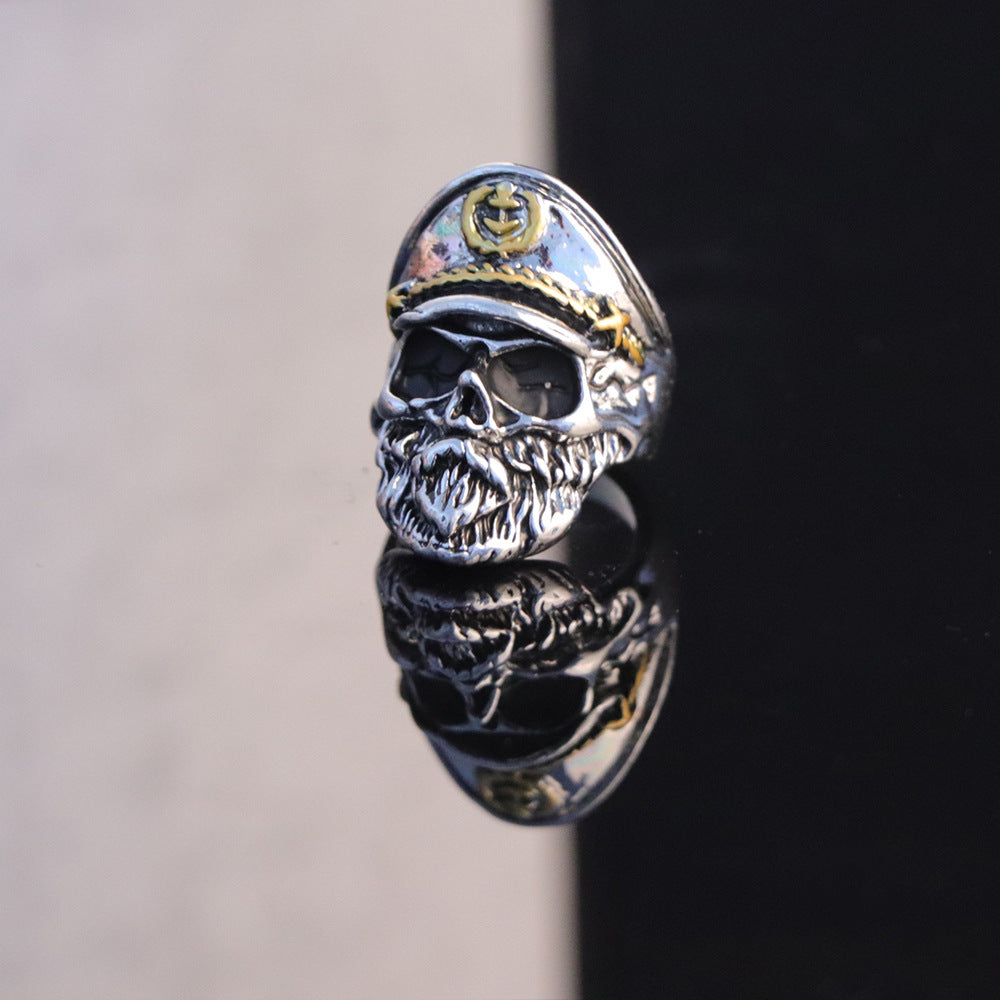 Wholesale Skull Navy Captain Alloy Mens Rings