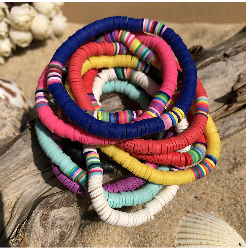 Wholesale Colorful Soft Pottery Elastic Cord Bracelet