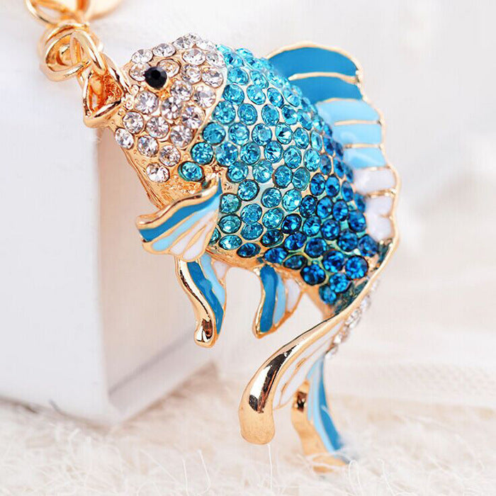 Wholesale Creative rhinestone cute yellow duck keychain
