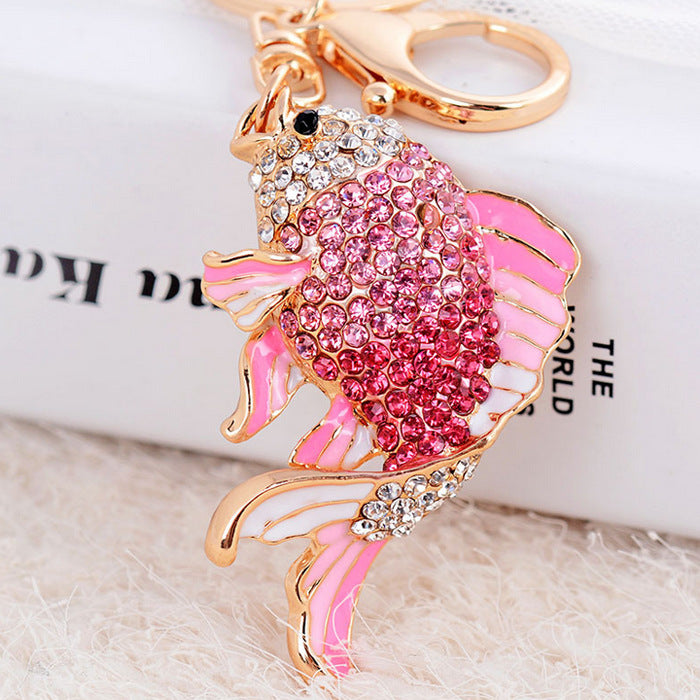 Wholesale Creative rhinestone cute yellow duck keychain