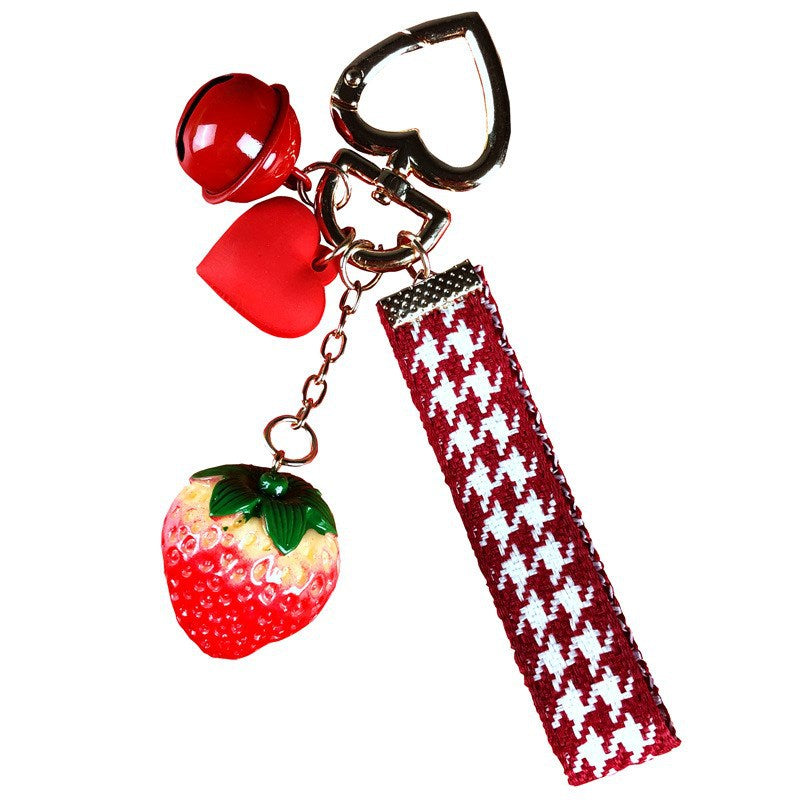Wholesale Metal Strawberry Bell Keychain