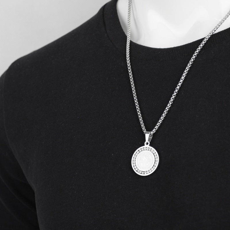 Wholesale Chic Titanium Steel God Disc Necklace Pendant Gold Totem Unisex Boutique Resale Jewelry Accessory