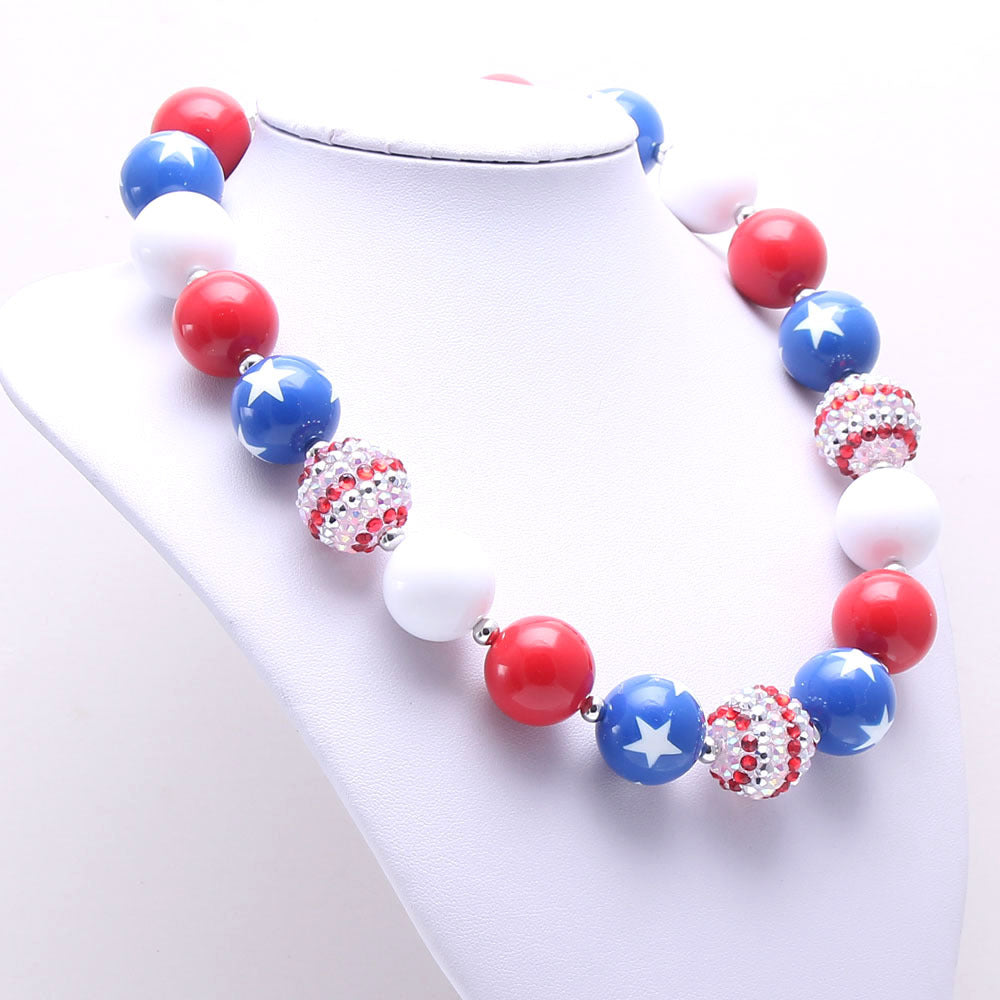 Wholesale Printed Five Pointed Star Kids Acrylic Beaded Necklaces Bracelet Set