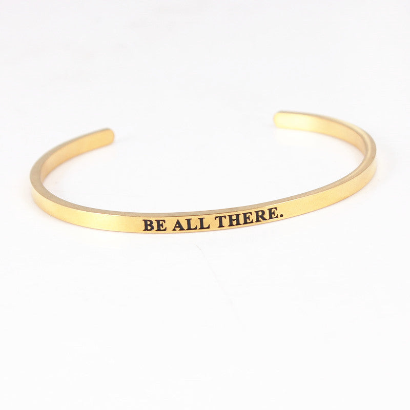 Wholesale Golden Titanium Steel Opening C-shaped Lettering Stainless Steel Couple Bracelet
