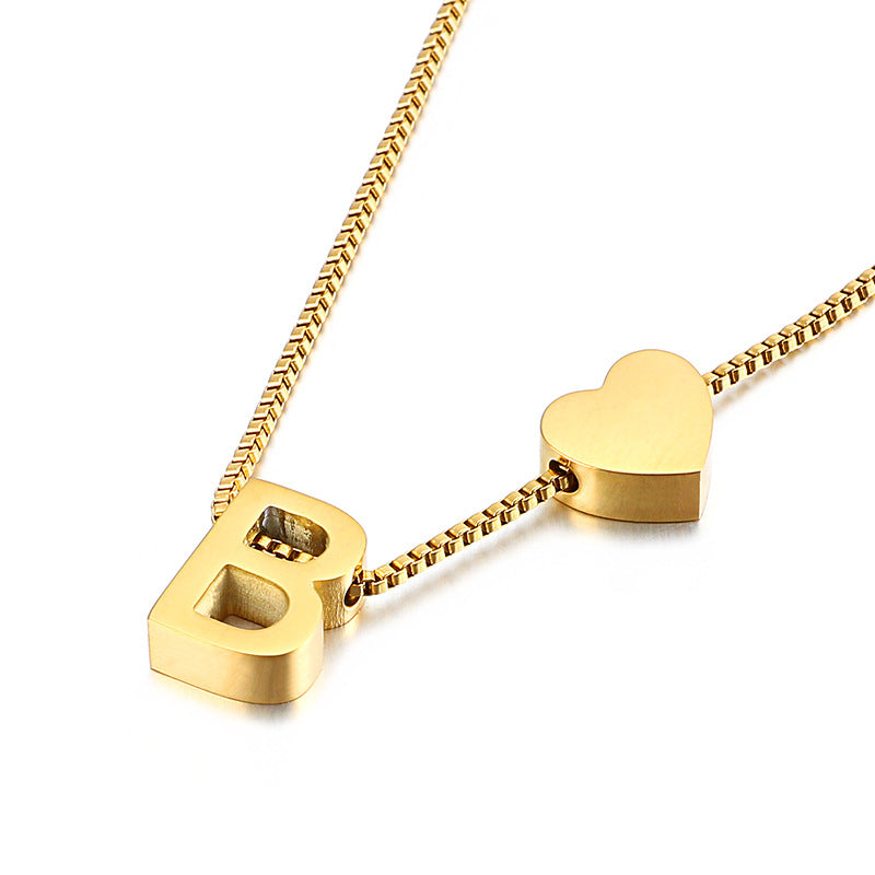 Wholesale Peach Heart 26 Letters Gold Plated Necklaces