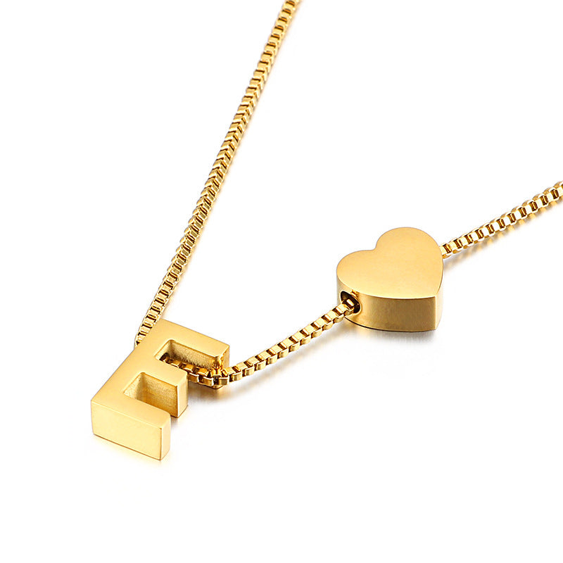 Wholesale Peach Heart 26 Letters Gold Plated Necklaces