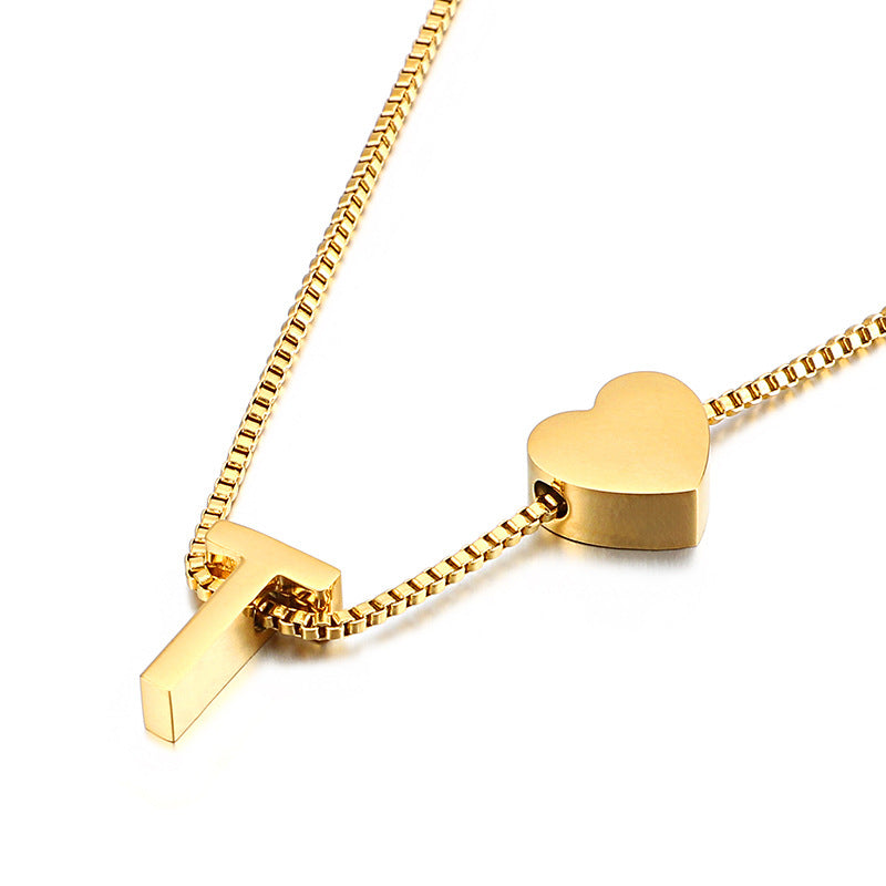 Wholesale Peach Heart 26 Letters Gold Plated Necklaces