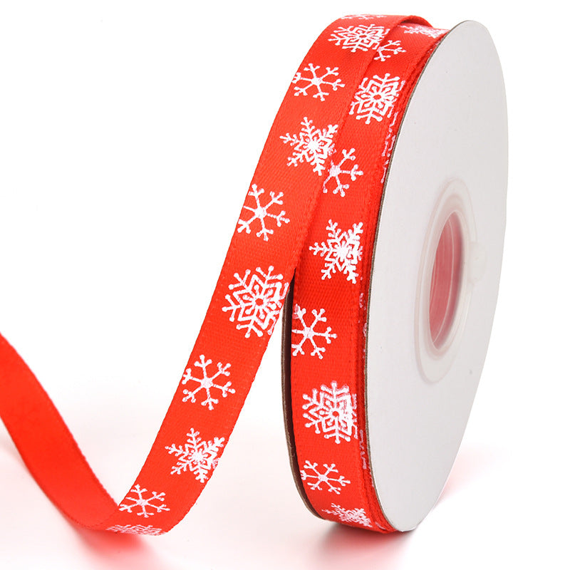 Wholesale Christmas 1cm Red Green Snowflake Ribbon Color Spot Wholesale