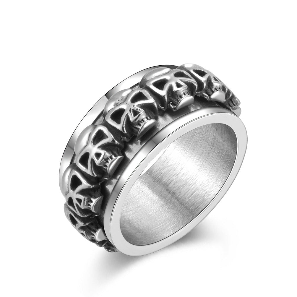 Wholesale Skull rotating stainless steel ring