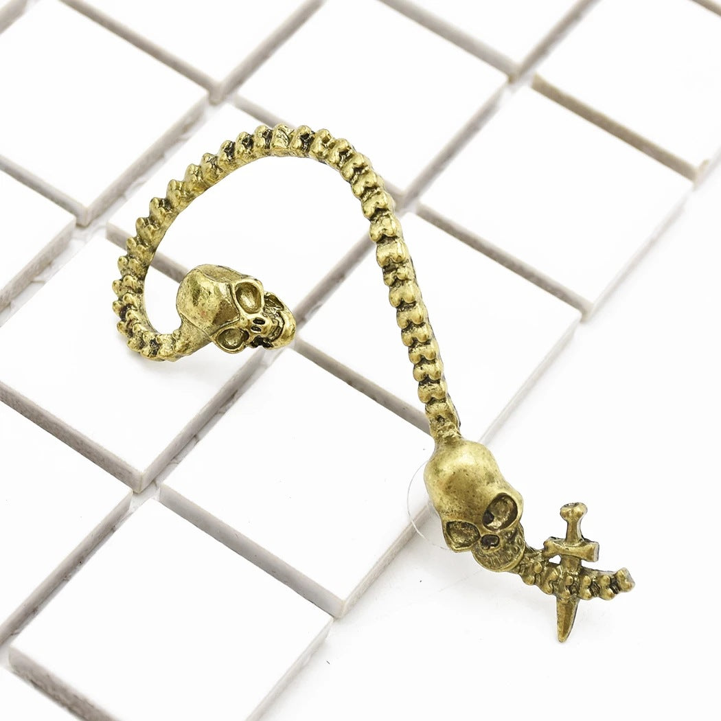 Wholesale Exaggerated Snake-shaped Skull Sword Alloy Ear Hooks