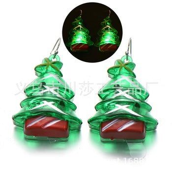 Wholesale LED Light Glow Christmas Plastic Earrings