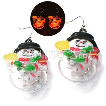 Wholesale LED Light Glow Christmas Plastic Earrings