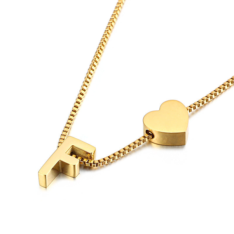 Wholesale Peach Heart 26 Letters Gold Plated Necklaces