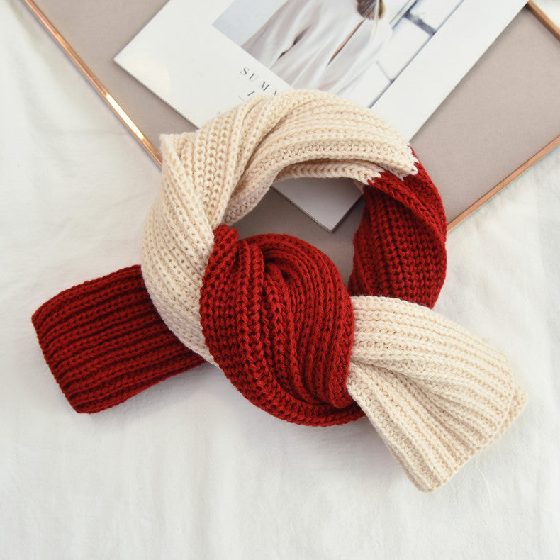 Wholesale Autumn and Winter Color Block Knitted Scarf for Women