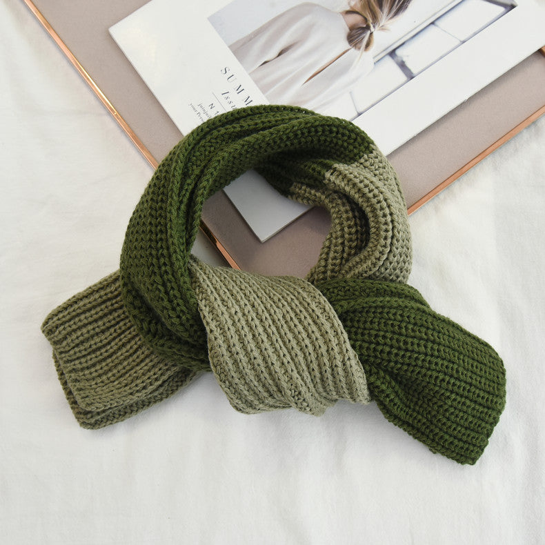 Wholesale Autumn and Winter Color Block Knitted Scarf for Women