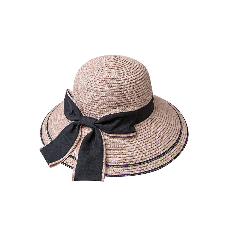 Wholesale Big Bow Seaside Holiday Straw Hats Beach Hats Foldable Hats