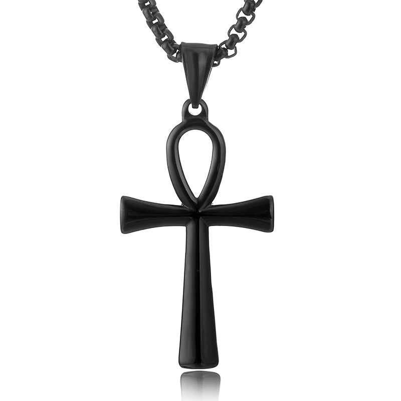 Wholesale Smooth Egyptian Ankh Cross Pendant Men' s Necklace
