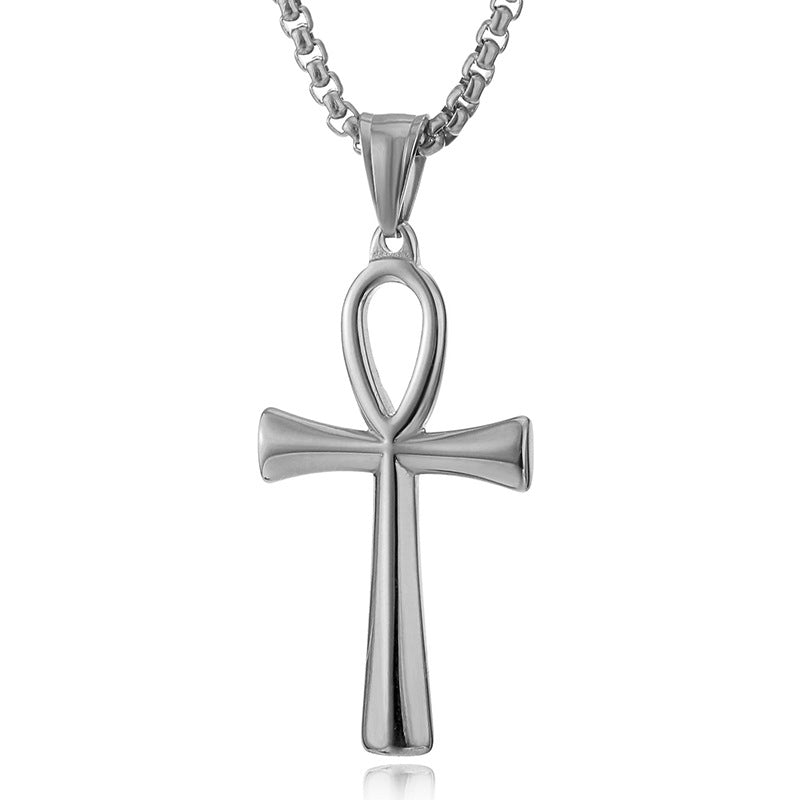 Wholesale Smooth Egyptian Ankh Cross Pendant Men' s Necklace