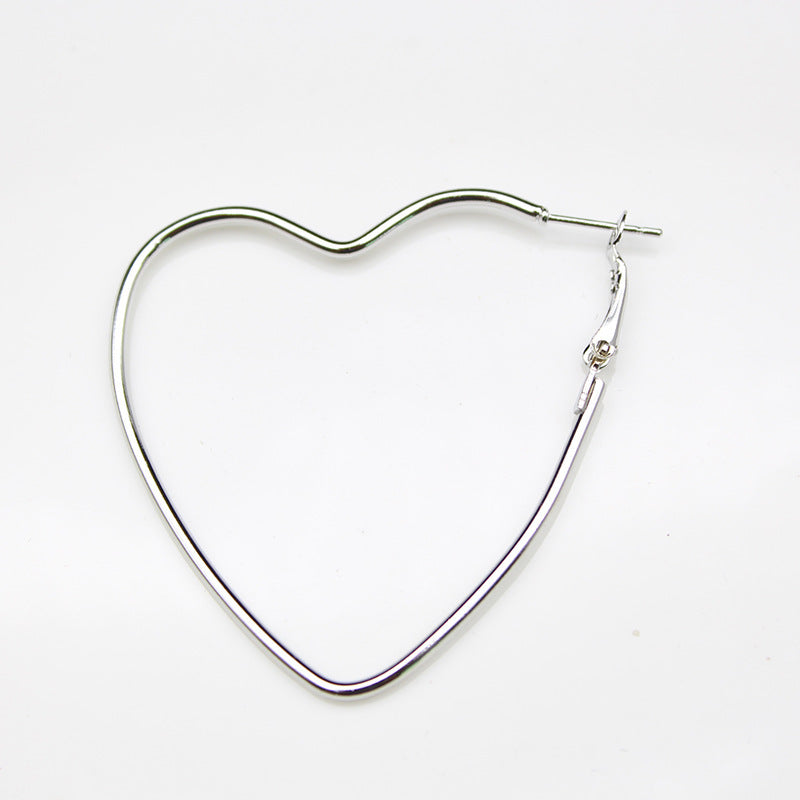 Wholesale Wire Metal Large Heart Shaped Hollow Earrings