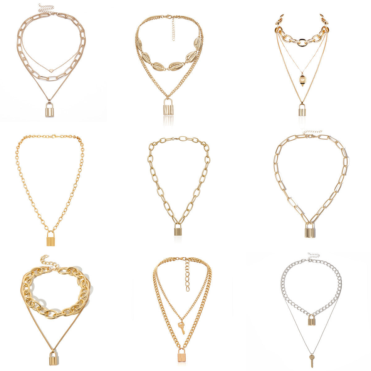 Wholesale Vintage Key Lock Shaped Alloy Necklaces