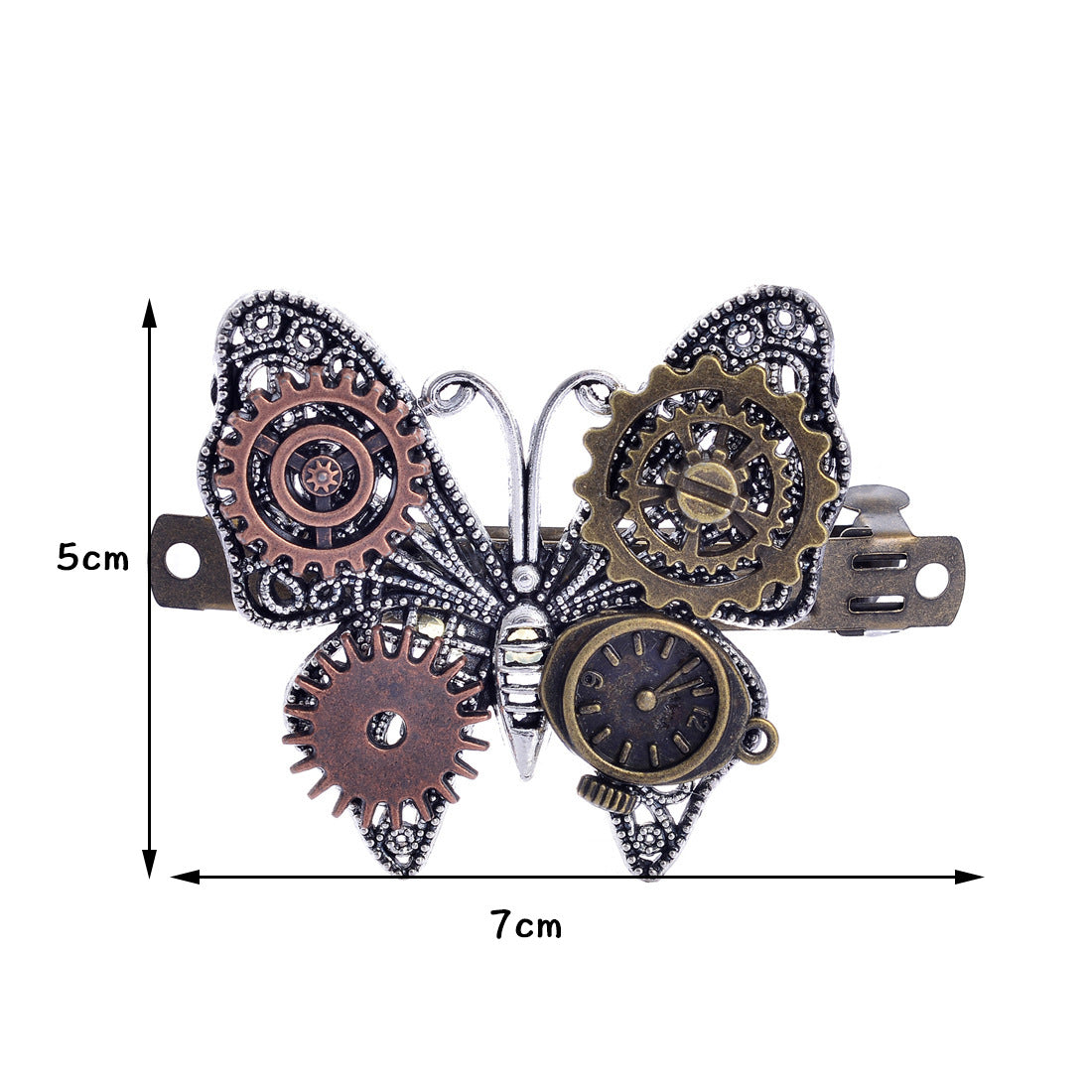 Wholesale Steampunk Gear Alloy Butterfly Spring Clip Hairpin