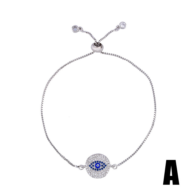 Wholesale Devil Eye Eye Full Diamond Adjustable Bracelet