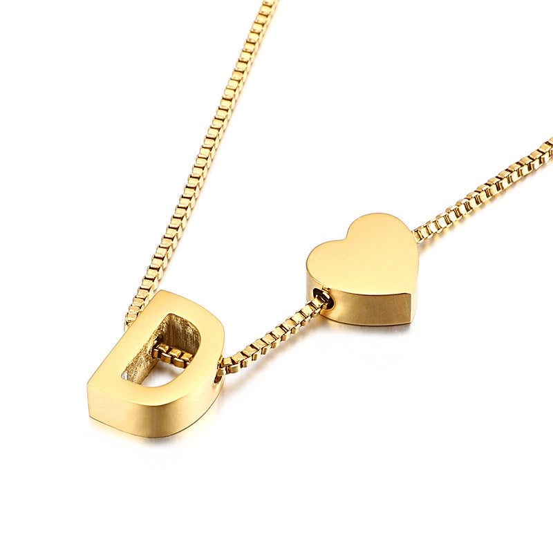 Wholesale Peach Heart 26 Letters Gold Plated Necklaces