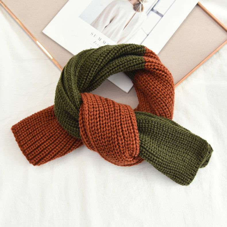Wholesale Autumn and Winter Color Block Knitted Scarf for Women