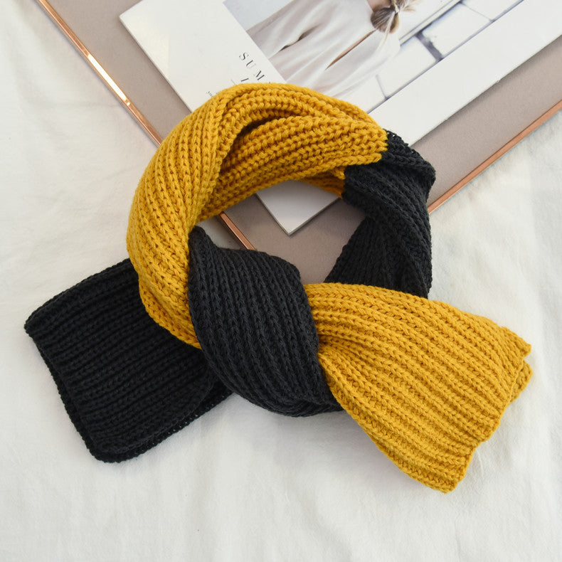 Wholesale Autumn and Winter Color Block Knitted Scarf for Women