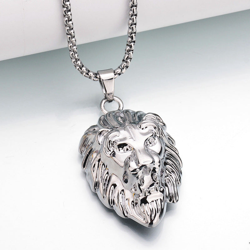 Wholesale Retro Lion Head Pendant Necklace Unisex Punk Rock Style Fashion Accessory