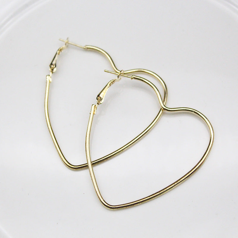 Wholesale Wire Metal Large Heart Shaped Hollow Earrings