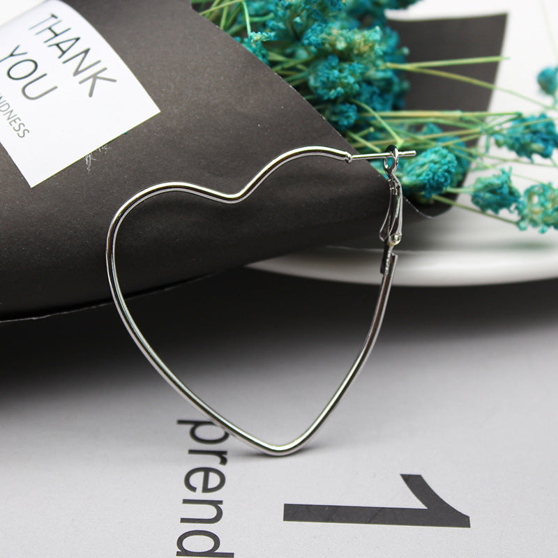 Wholesale Wire Metal Large Heart Shaped Hollow Earrings