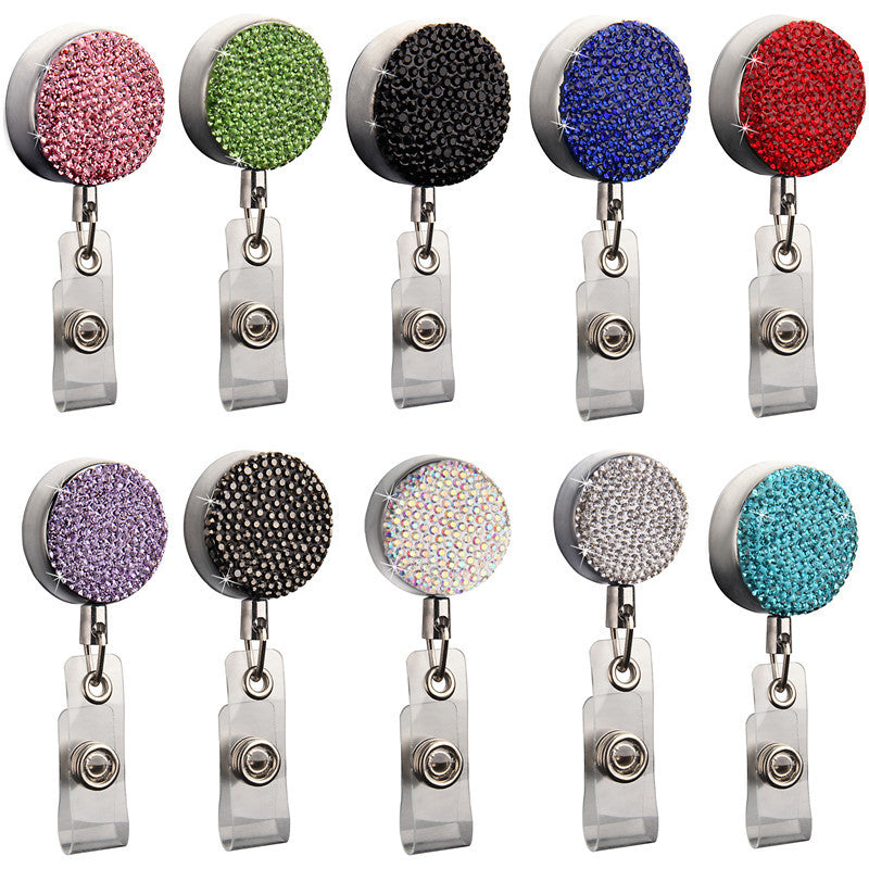 Wholesale Badge Reels Metal Badge Reels Diamond Retractable Keychain