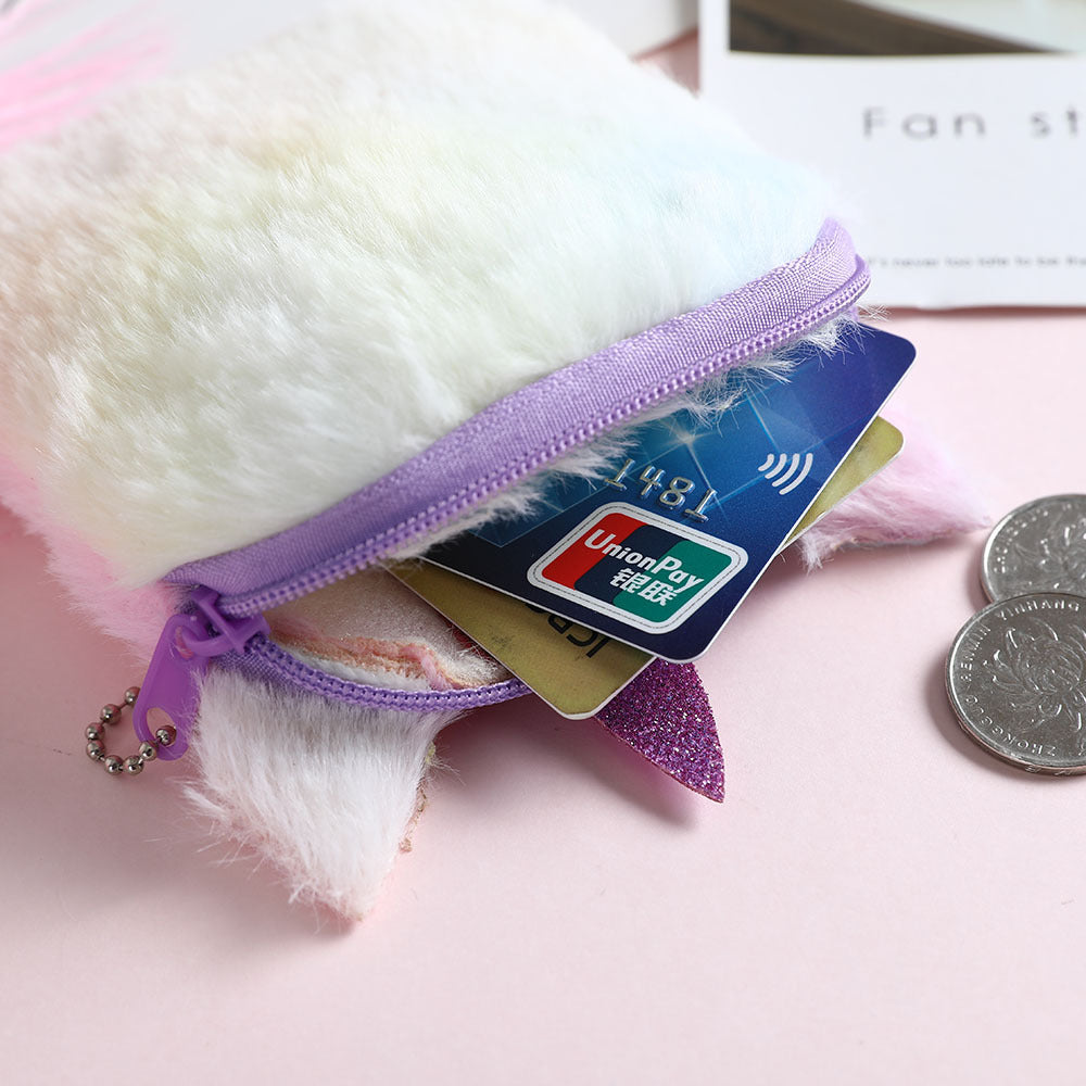 Wholesale Square Cartoon Unicorn Plush Coin Purse