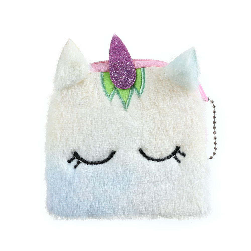 Wholesale Unicorn Plush Square Cartoon Children's Change Coin Bag