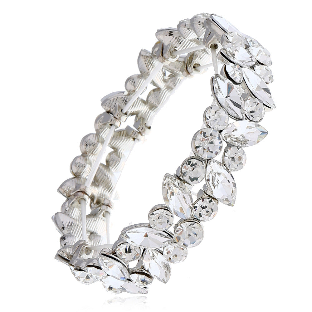 Wholesale Sparkling Crystal Glass Rhinestone Bracelet Silver White Fashion Jewelry Accessory For Women Gift