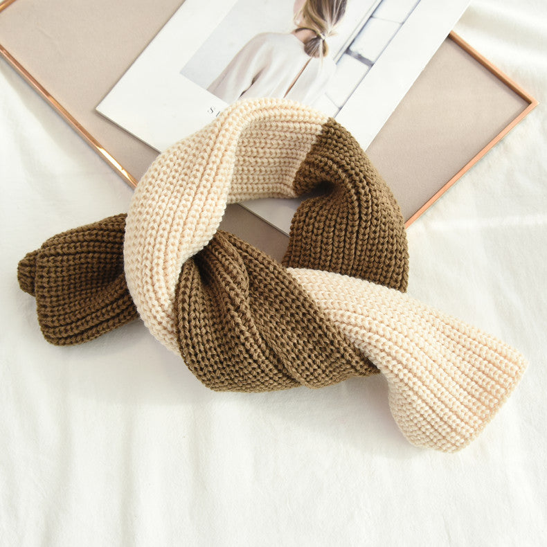 Wholesale Autumn and Winter Color Block Knitted Scarf for Women