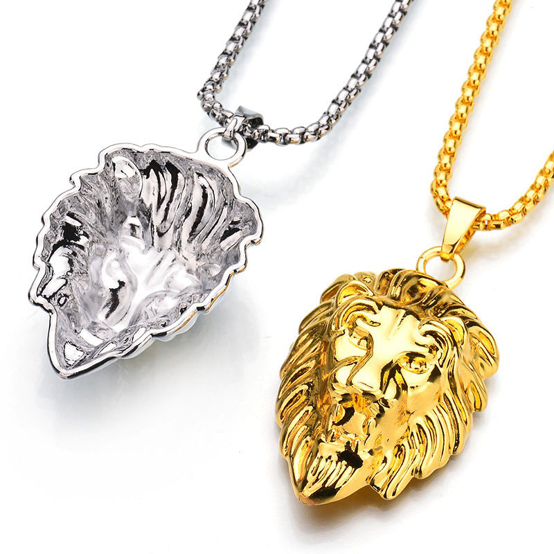 Wholesale Retro Lion Head Pendant Necklace Unisex Punk Rock Style Fashion Accessory