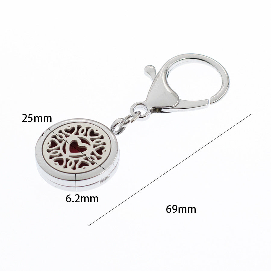 Aleación al por mayor 25 mm Tree of Life Rink Ribbon aromaterapia esencial Aceite Keychain